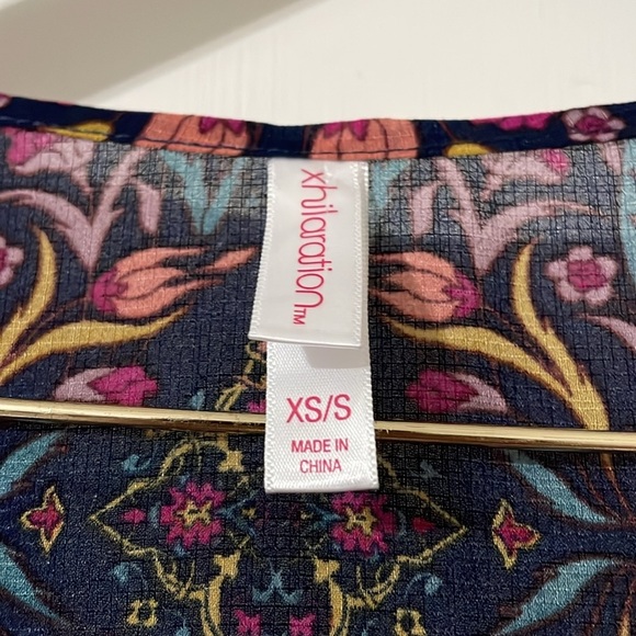 Xhilaration Floral Kimono Cardigan Womens XS Black Open Front Sheer Summer Cover - Picture 3 of 6